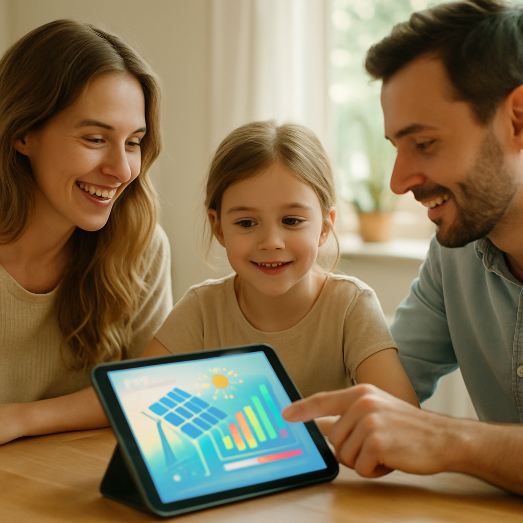 Solar Panel Installers - A warmly lit, modern office with several people in business casual attire celebrating. One person is holding a stylized, generic award (no specific logo or text), and everyone is smiling and congratulating each other. The scene conveys success and teamwork, but avoids any specific branding or product placement.